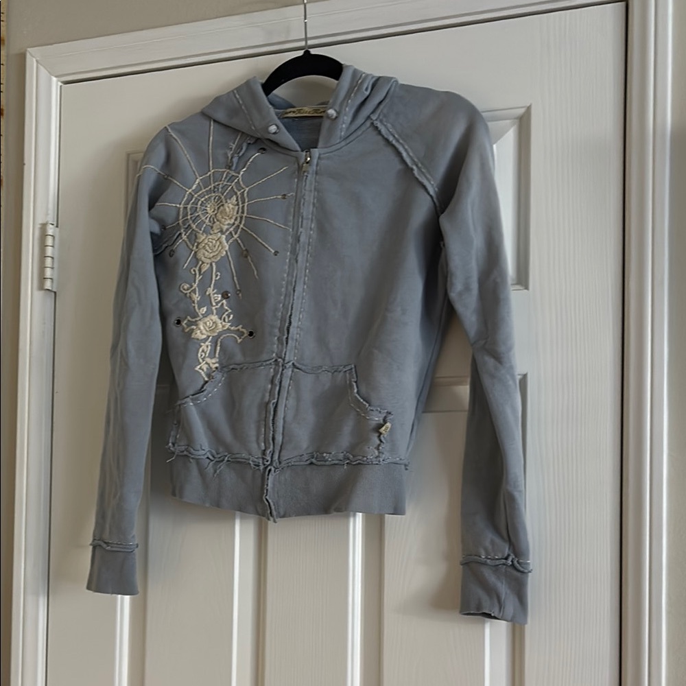Embroidered Miss Me Light Blue Women's Jacket